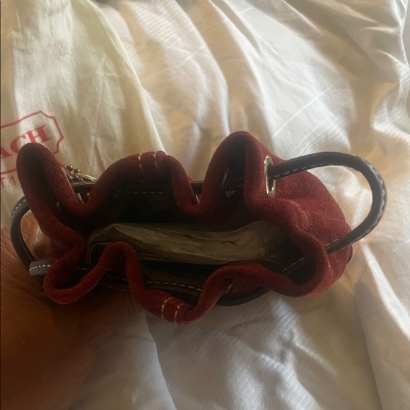 Coach Red Suede Drawstring Shoulder Bag - Picture 4 of 4
